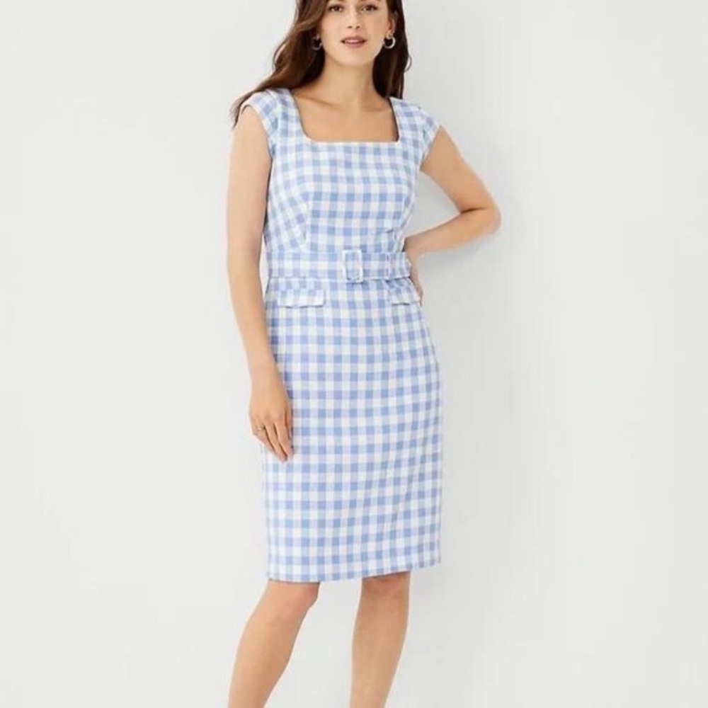 Beautiful Ann Taylor Blue gingham dress.  Size 14P